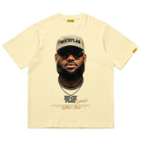James Big Head American Print Short Sleeve Loose T-shirt