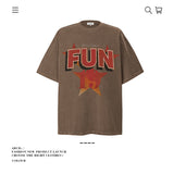 American vintage street T-shirt pure cotton men's and women's summer loose