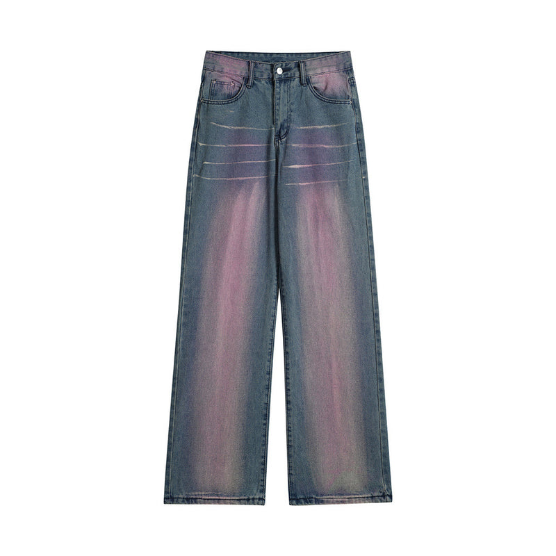 Men Jeans Retro Loose Spray Painting