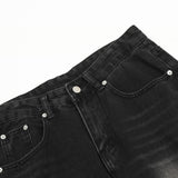 Men Jeans Denim Overalls Multi-Pocket Breasted Slit