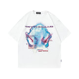 Men T-shirt Angel Print Retro Loose