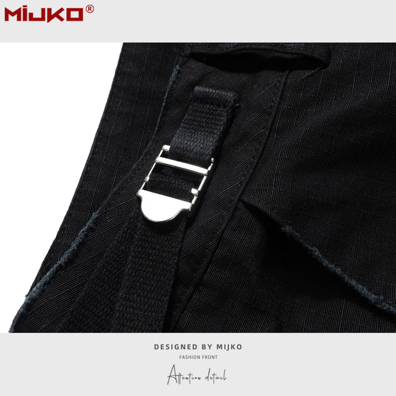MIJKO Mens Shorts Casual Shorts Frayed Shorts
