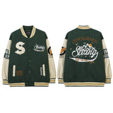 Women Jackets Retro College Style Embroidery Stitching Baseball Uniform Loose All-Match