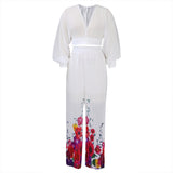 Women Jumpsuit Chiffon Top Wide Leg Pants