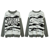 Women Sweater Zebra Pattern Loose Vintage Sweater
