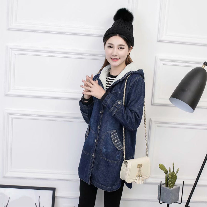 Women Trench Coat Thickening Denim Jacket