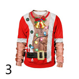Ugly Christmas Sweater Spoof Sexy Navel Hair Printed round Neck Pullover Couple Sweater