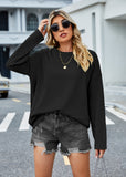 Women Pullover Sweater Solid Color Loose Pullover