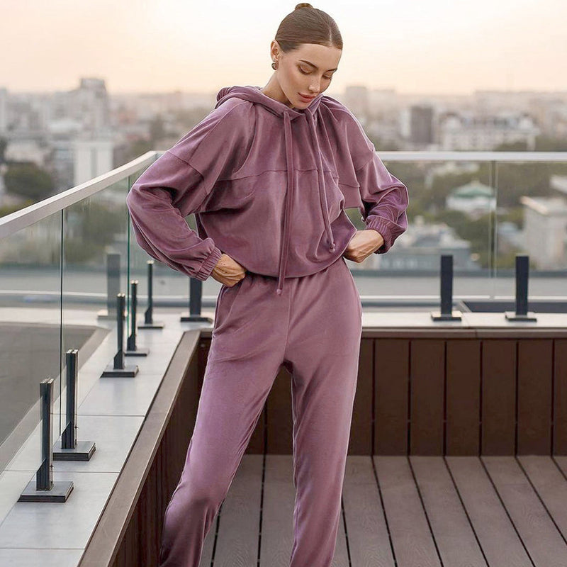 Women Co-Ords Winter Hooded Sweater Set Sports and Leisure