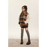 Unisex Coat University Style Vintage Plaid Warm Coat