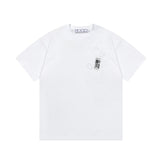 Off White T Shirts OW Headphones Flower Pattern Crew Neck Pullover Short Sleeves