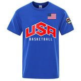 USA Basketballer Printed Street Casual T-Shirts Men Loose Ov