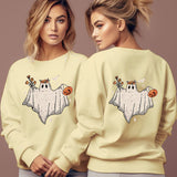 Women's Cartoon Halloween Hoodies Funny Flower Pumpkin Ghost