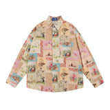 Men Long Sleeve T Shirt Cartoon Animation Long Sleeve Shirt Men Print Loose Casual Shirt