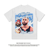 Stephen Curry Curry Short Sleeve Old NBA American Star Print