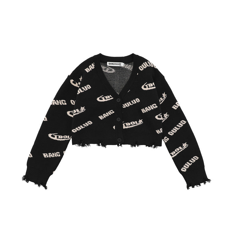 Women Sweater Vintage Knitted Cardigan IV Collar Sweater