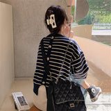 Women Pullover Sweater Striped Loose Sweater