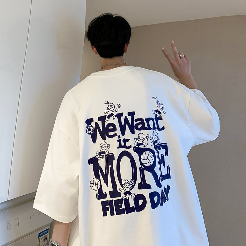 Men T Shirt Loose Cotton All-Match