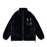 Men Cotton Padded Jacket Coat Letter Embroidered Cotton Jacket Men Winter Thickening Stand Collar Baggy Coat