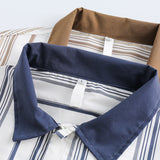 Unisex Shirt Retro Patchwork Three-Dimensional Pocket Loose Stripes