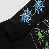 Sp5der Hoodie Spider Web Star Printed Casual Fleece-lined