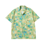 Short Sleeve Shirt Diamond Plaid Idle Style All-Match Beach