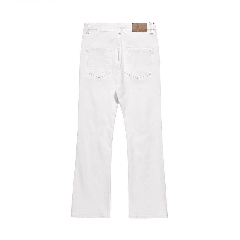 Men Jeans Ripped Bell-Bottom Pants Loose Casual