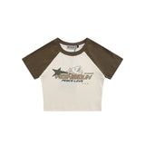 Men T-Shirt Retro Summer Slim Fit Midriff-Baring