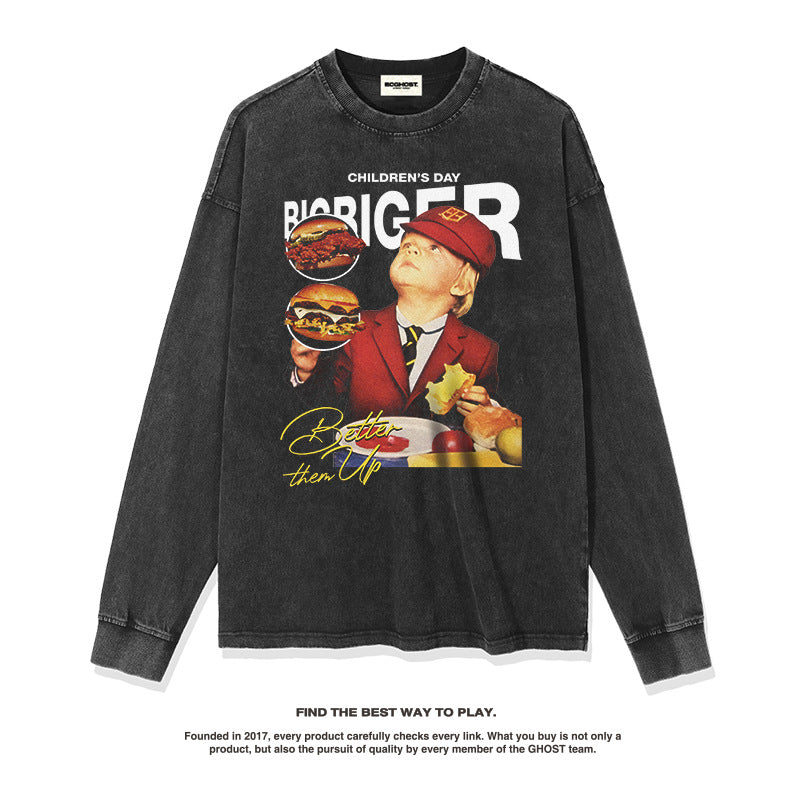 Unisex Long Sleeve Shirt Autumn/Winter Print Long Sleeve T-Shirt Loose