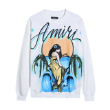 Amiri Sweatshirt AMI Mermaid Letter Print Crew Neck Sweater Men and Women