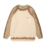 Men Sweater Stitching Spray Painting Loose Sweater