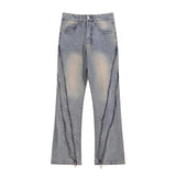 Men Jeans Zipper Decorations Stitching Punk