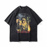 Men T-Shirt KOF Character Print Cartoon Oversize Distressed