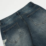 Men Jeans Five-Pointed Star Printing Loose Hole Worn