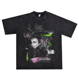 Rock Star T Shirt Jenny Jackson Janet Jack Washed Distressed T-shirt Short Sleeve Men and Women Loose