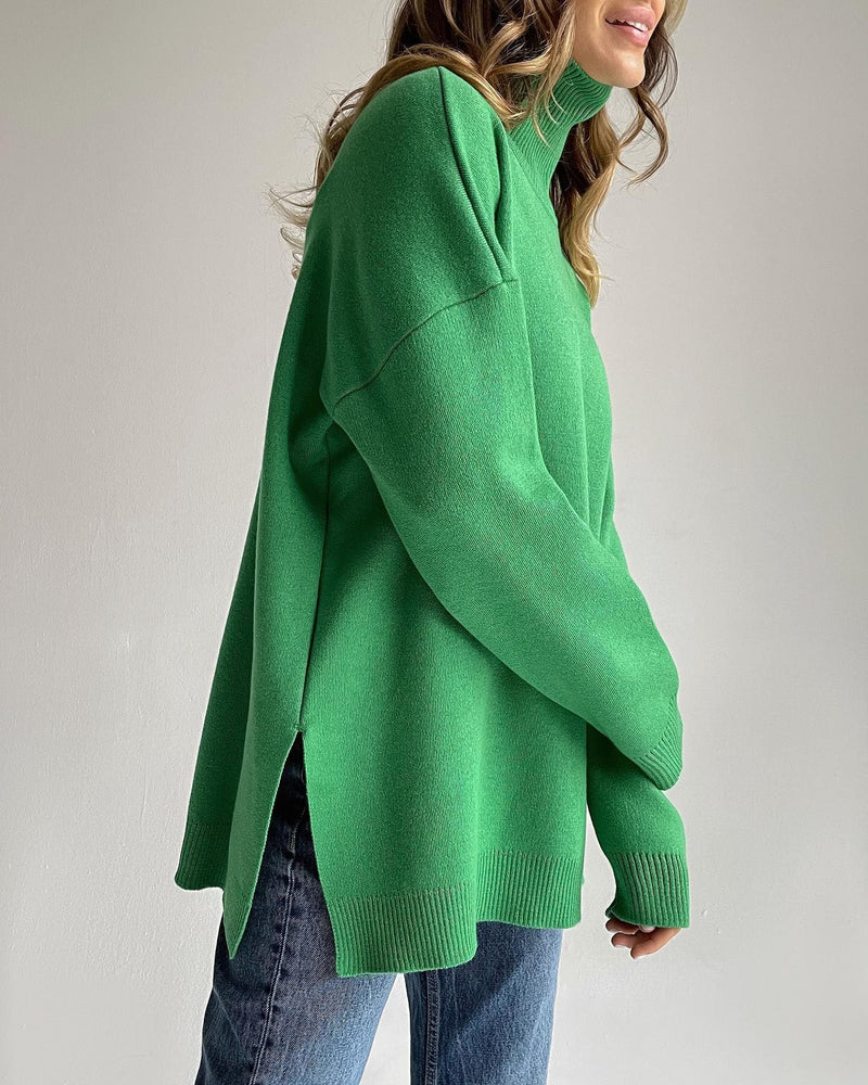 Women Work Business Casual Sweaters Loose High Collar Knitwear