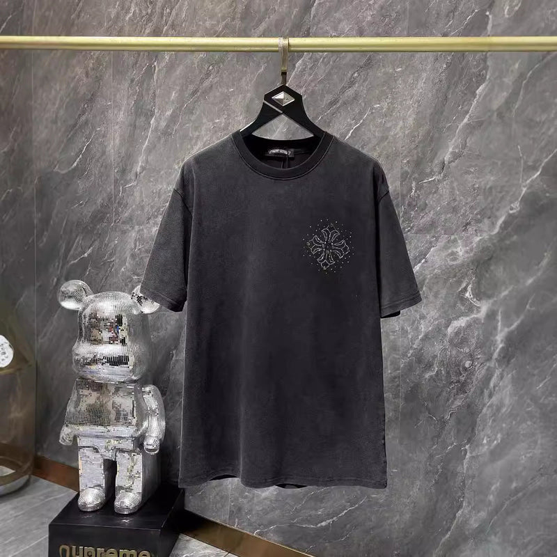 CHH Chrome Heart T Shirts Croix Cross Color Leather Printed Short Sleeve T-Shirt