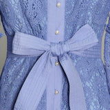 Bohemian Dress Lace Split Lantern Sleeve Hollow-out Dress