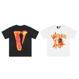 Vlone T Shirts Devil Messenger Large V Printed Short Sleeve T-shirt Men and Women Couple Hip Hop Half Sleeve