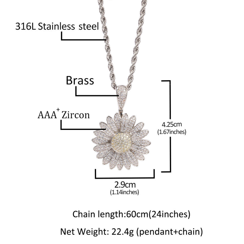 Jewelry Rotatable Zircon Sunflower Full Diamond Necklace snowflake Angel Pieces Royalty St. Valentine's