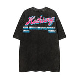 Men T-Shirt Retro Portrait Graffiti Washed and Worn