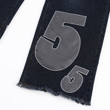 Men Jeans Frayed Hip Hop Embroidery Loose