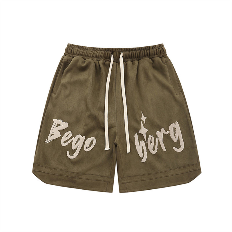 Men Shorts Suede Casual Loose Sports