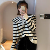 Women Pullover Sweater Stripes Slimming Sweater