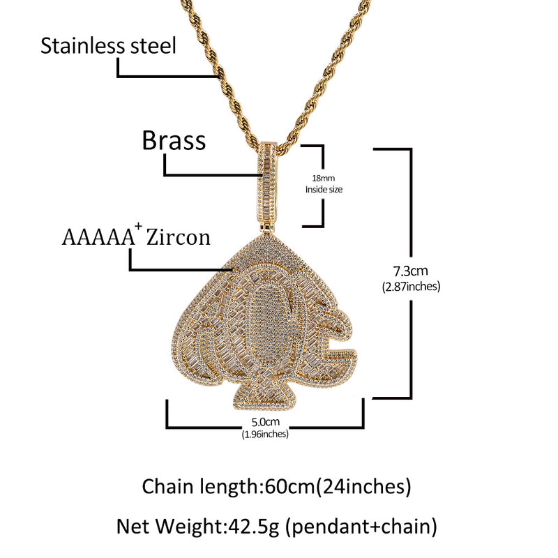 Jewelry peach heart pendant copper inlaid zircon trend hiphop Spectrum St. Valentine's Far East