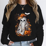 Watercolor Pumpkin Spooky Ghost Print Sweatshirt Hoodie Wome