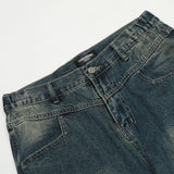 Men Jeans Stitching Hip Hop Distressed Loose Casual