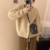 Women Knitted Cardigan Loose Temperament Thickened Sweater