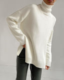 Women Work Business Casual Sweaters Loose High Collar Knitwear