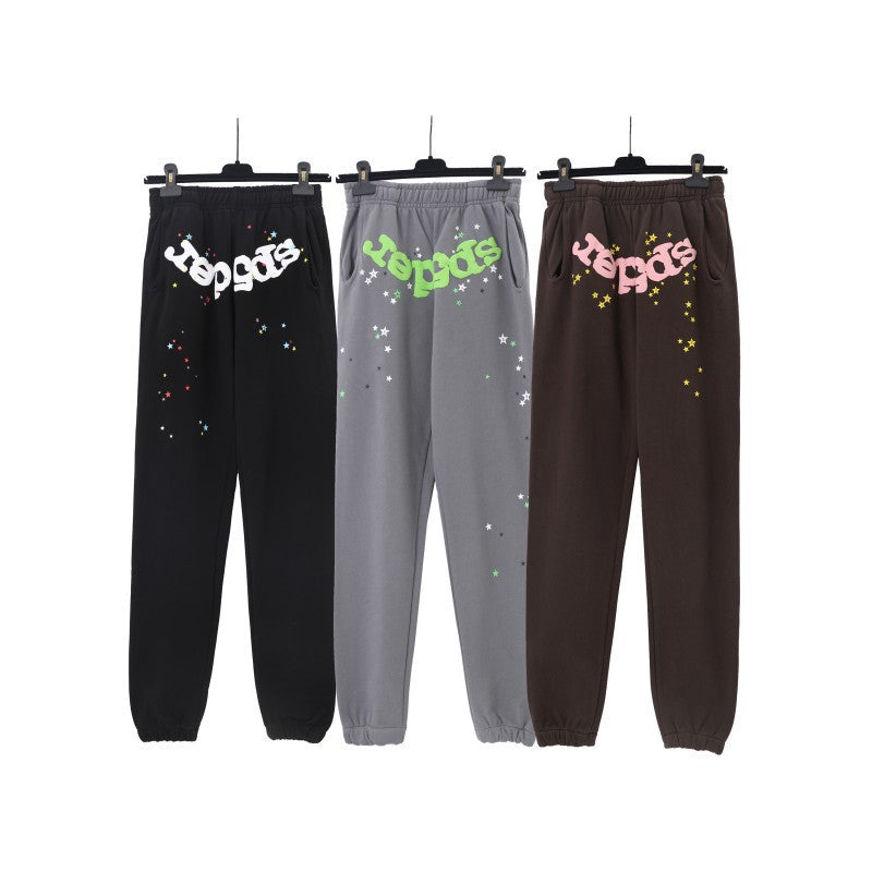 Sp5der Hoodie & Sweatpants 2 Piece Set Spider Web Three-Dimensional Foaming
